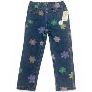Garanimals Floral Multicolor Denim Straight Jeans Elastic Waist - Size 3T